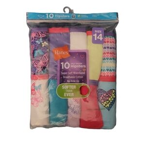 HANES Girls Cotton Tagless Hipster Assorted Underwear Size 14 (10 Pack) NEW